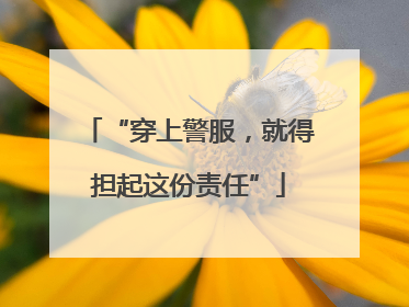 “穿上警服，就得担起这份责任”