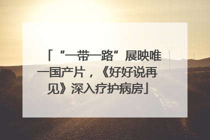 “一带一路”展映唯一国产片，《好好说再见》深入疗护病房