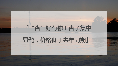“杏”好有你！杏子集中登鹭，价格低于去年同期
