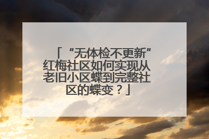 “无体检不更新”红梅社区如何实现从老旧小区蝶到完整社区的蝶变？