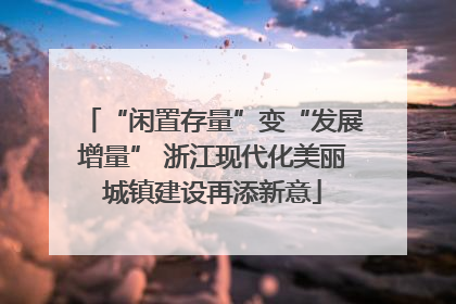 “闲置存量”变“发展增量” 浙江现代化美丽城镇建设再添新意