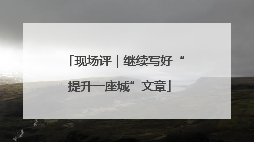 现场评｜继续写好“提升一座城”文章