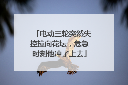 电动三轮突然失控撞向花坛，危急时刻他冲了上去