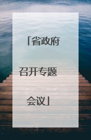 省政府召开专题会议