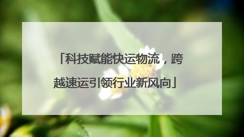 科技赋能快运物流，跨越速运引领行业新风向