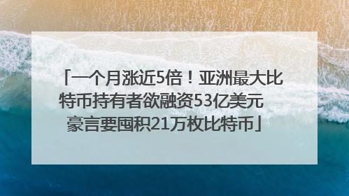一个月涨近5倍！亚洲最大比特币持有者欲融资53亿美元 豪言要囤积21万枚比特币