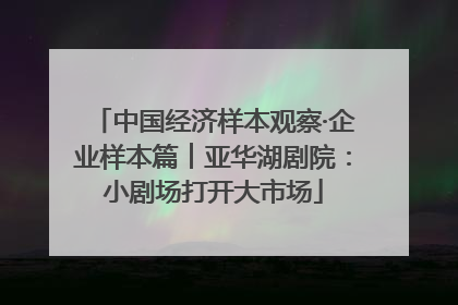 中国经济样本观察·企业样本篇︱亚华湖剧院：小剧场打开大市场