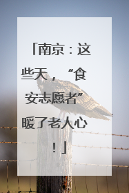 南京：这些天，“食安志愿者”暖了老人心！