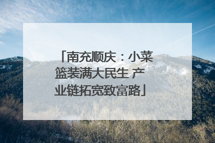 南充顺庆：小菜篮装满大民生 产业链拓宽致富路