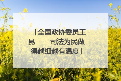 全国政协委员王昆——司法为民做得越细越有温度