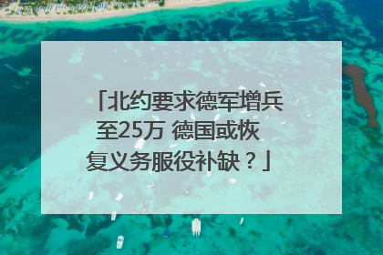 北约要求德军增兵至25万 德国或恢复义务服役补缺？