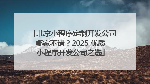 北京小程序定制开发公司哪家不错？2025 优质小程序开发公司之选