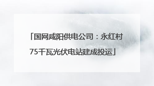 国网咸阳供电公司：永红村75千瓦光伏电站建成投运