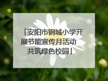 安阳市钢城小学开展节能宣传月活动 共筑绿色校园