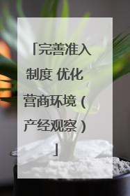 完善准入制度 优化营商环境（产经观察）