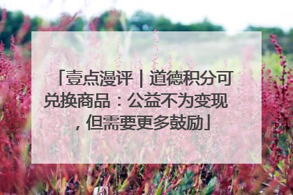 壹点漫评｜道德积分可兑换商品：公益不为变现，但需要更多鼓励