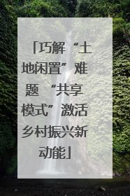 巧解“土地闲置”难题 “共享模式”激活乡村振兴新动能