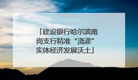 建设银行哈尔滨南岗支行精准“浇灌”实体经济发展沃土