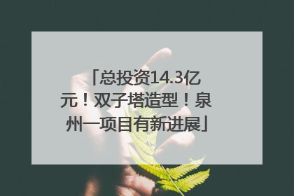 总投资14.3亿元！双子塔造型！泉州一项目有新进展