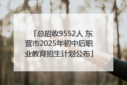 总招收9552人 东营市2025年初中后职业教育招生计划公布