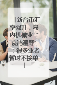 新台币汇率强升，岛内机械业“哀鸿遍野”：很多业者暂时不接单