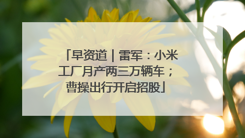 早资道｜雷军：小米工厂月产两三万辆车；曹操出行开启招股
