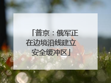普京：俄军正在边境沿线建立安全缓冲区
