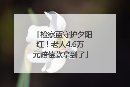 检察蓝守护夕阳红！老人4.6万元赔偿款拿到了