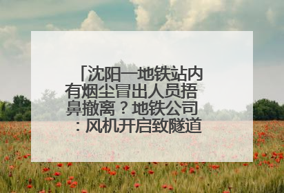 沈阳一地铁站内有烟尘冒出人员捂鼻撤离？地铁公司：风机开启致隧道灰尘飘散至站内