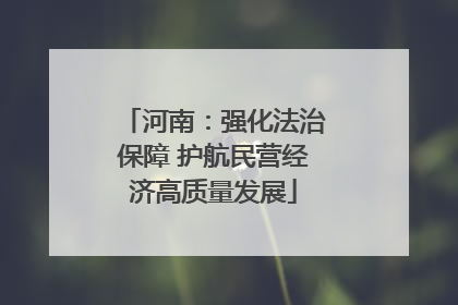 河南：强化法治保障 护航民营经济高质量发展