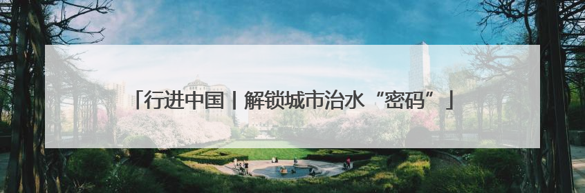 行进中国丨解锁城市治水“密码”