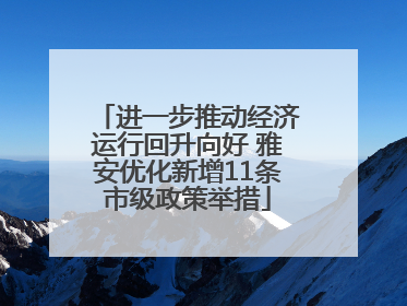 进一步推动经济运行回升向好 雅安优化新增11条市级政策举措