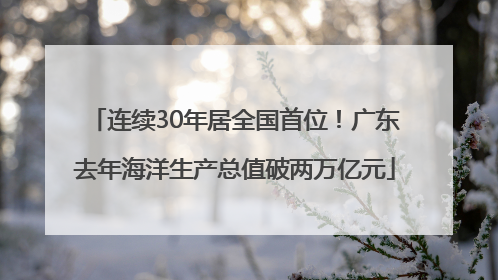 连续30年居全国首位！广东去年海洋生产总值破两万亿元