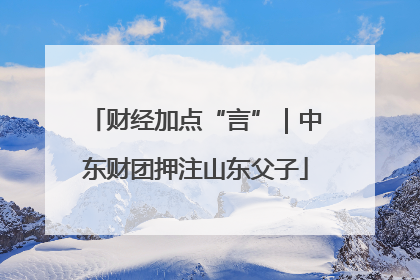 财经加点“言”｜中东财团押注山东父子