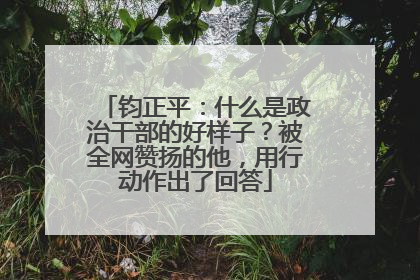 钧正平：什么是政治干部的好样子？被全网赞扬的他，用行动作出了回答