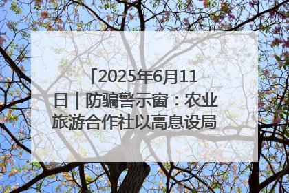 2025年6月11日｜防骗警示窗：农业旅游合作社以高息设局，集资380万